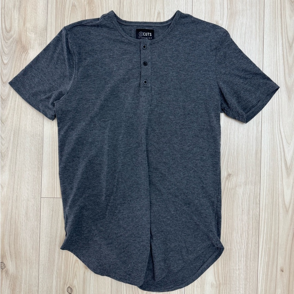 Cuts Clothing Dark Gray Short Sleeve Henley Tee